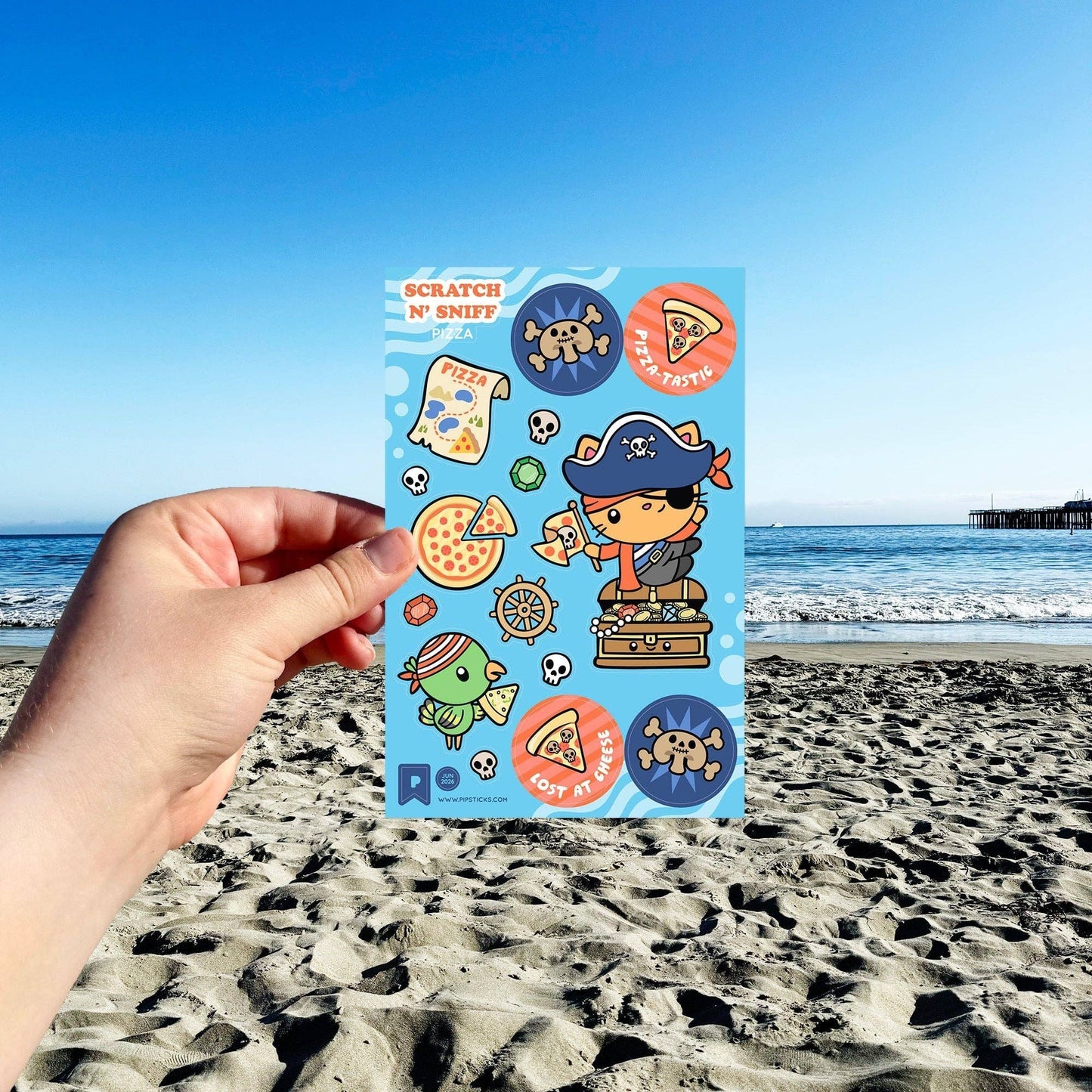 Pirate Pizza Party Scratch and Sniff Stickers