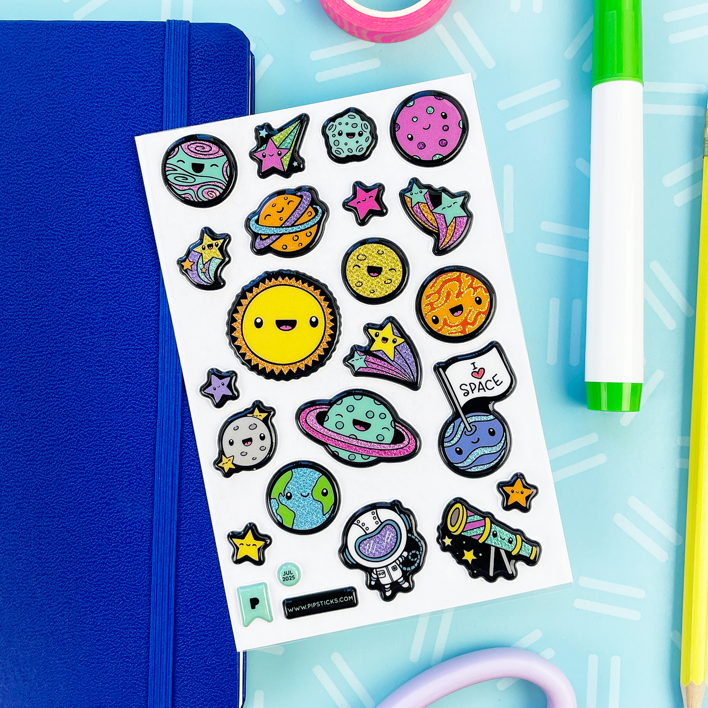 Puffy Kawaii Cosmos Stickers