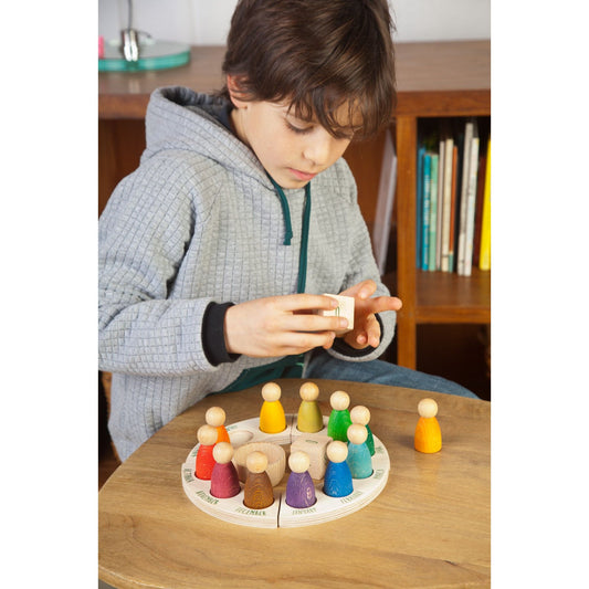 Wood Perpetual Calendar with 12 Nins