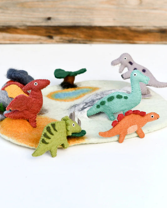 Felt Finger Puppets Set - Dinosaurs
