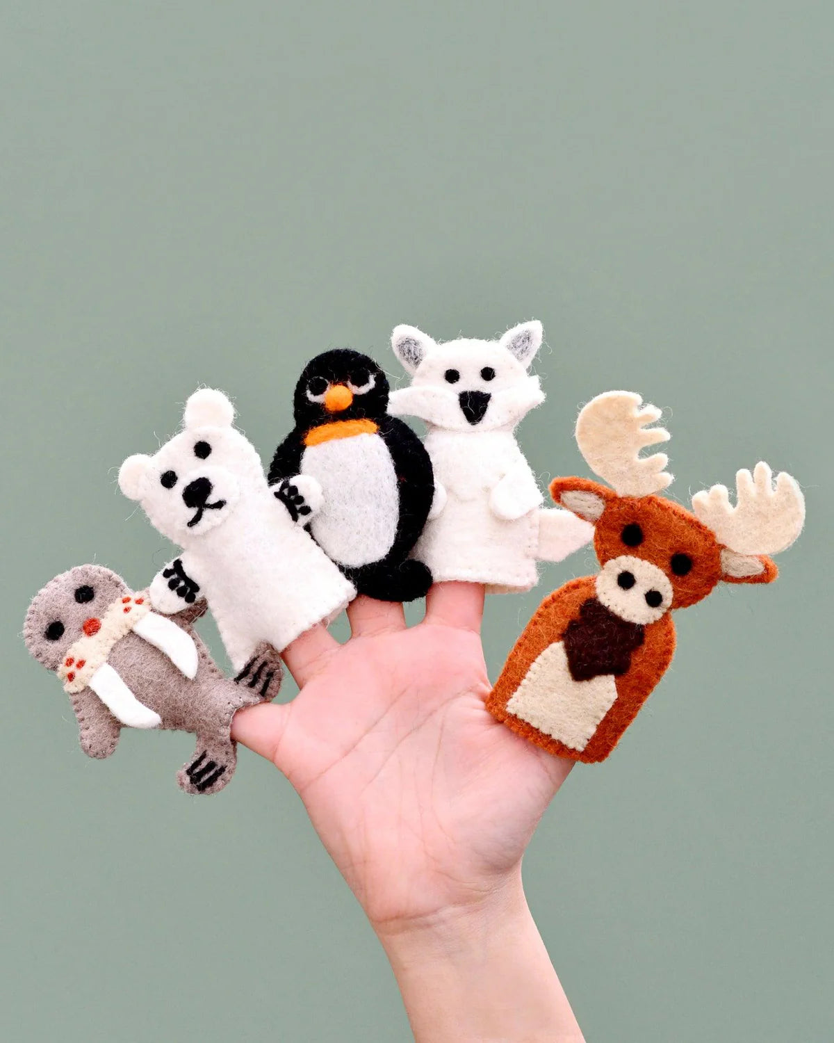 Felt Finger Puppets Set - Polar Animals