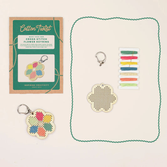 Make Your Own Flower Cross Stitch Keyring