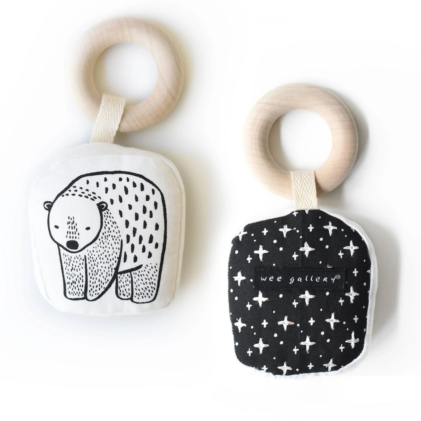Organic Teether with Wooden Ring - Animals