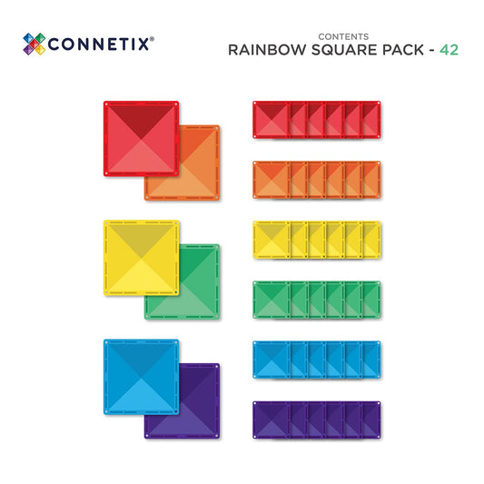 Rainbow Magnetic Tiles Square Pack