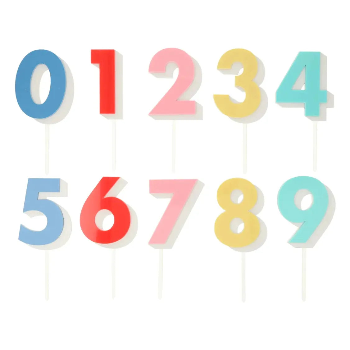 Rainbow Number Acrylic Cake Toppers