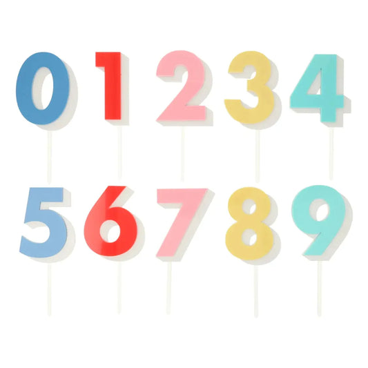 Rainbow Number Acrylic Cake Toppers