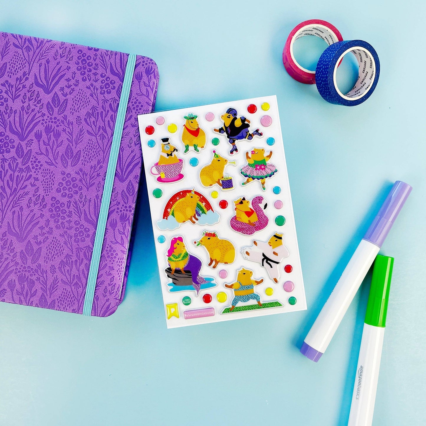 Capy Crew Glitter Puffy Stickers