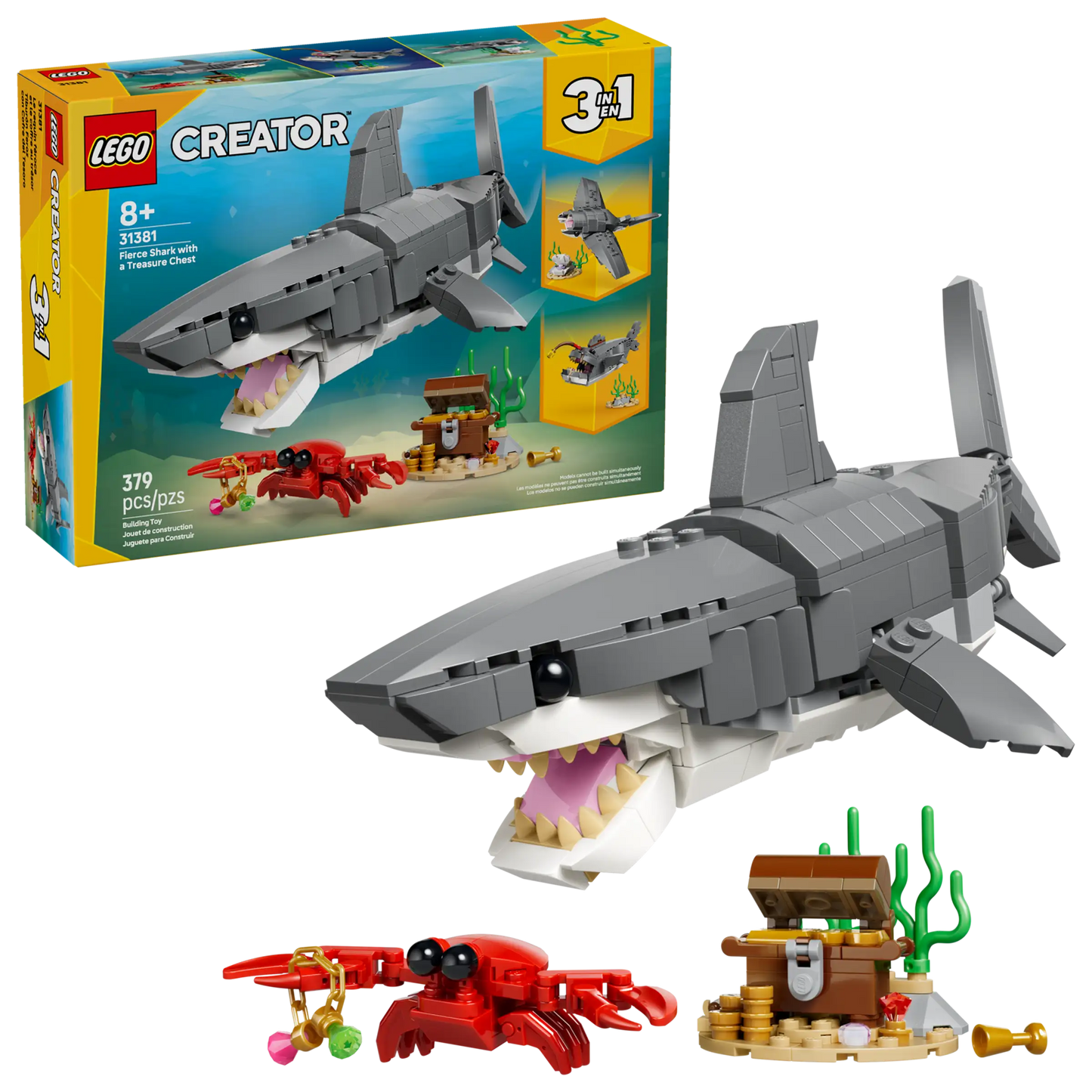 Creator: Fierce Shark with Treasure Chest Building Set
