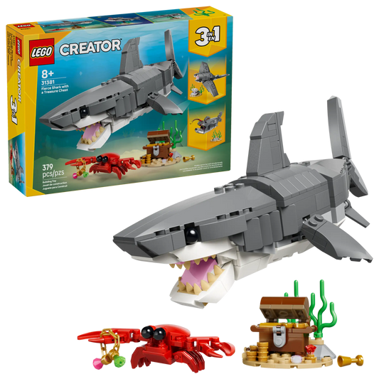 Creator: Fierce Shark with Treasure Chest Building Set