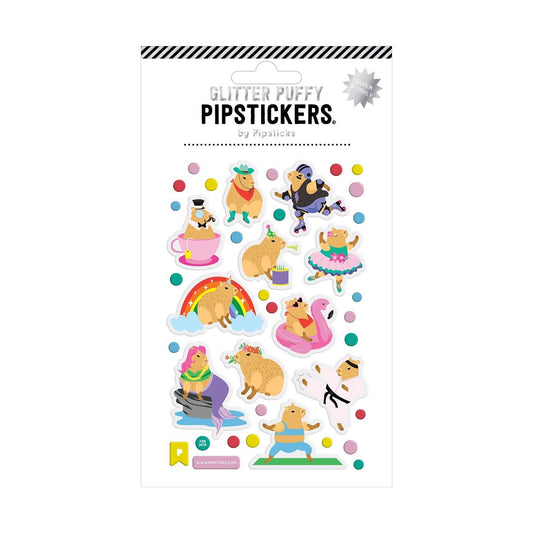 Capy Crew Glitter Puffy Stickers