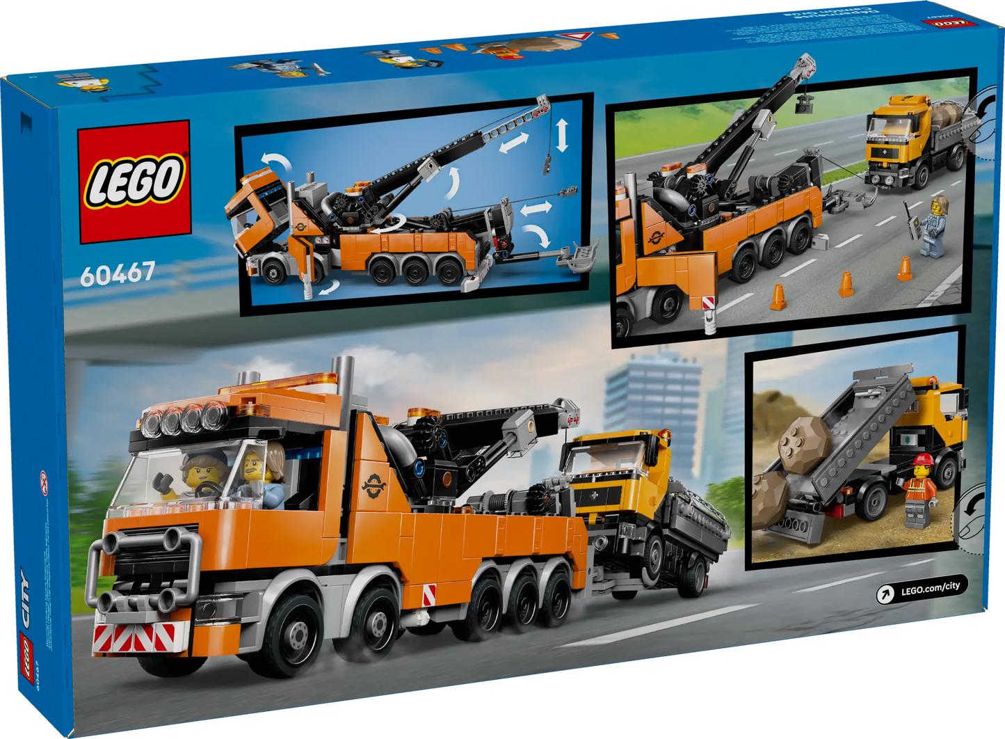 City: Heavy Duty Recovery Tow Truck with Crane Building Set