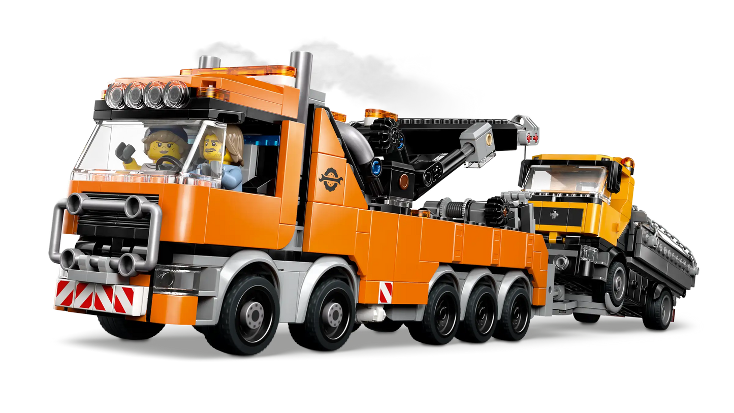 City: Heavy Duty Recovery Tow Truck with Crane Building Set