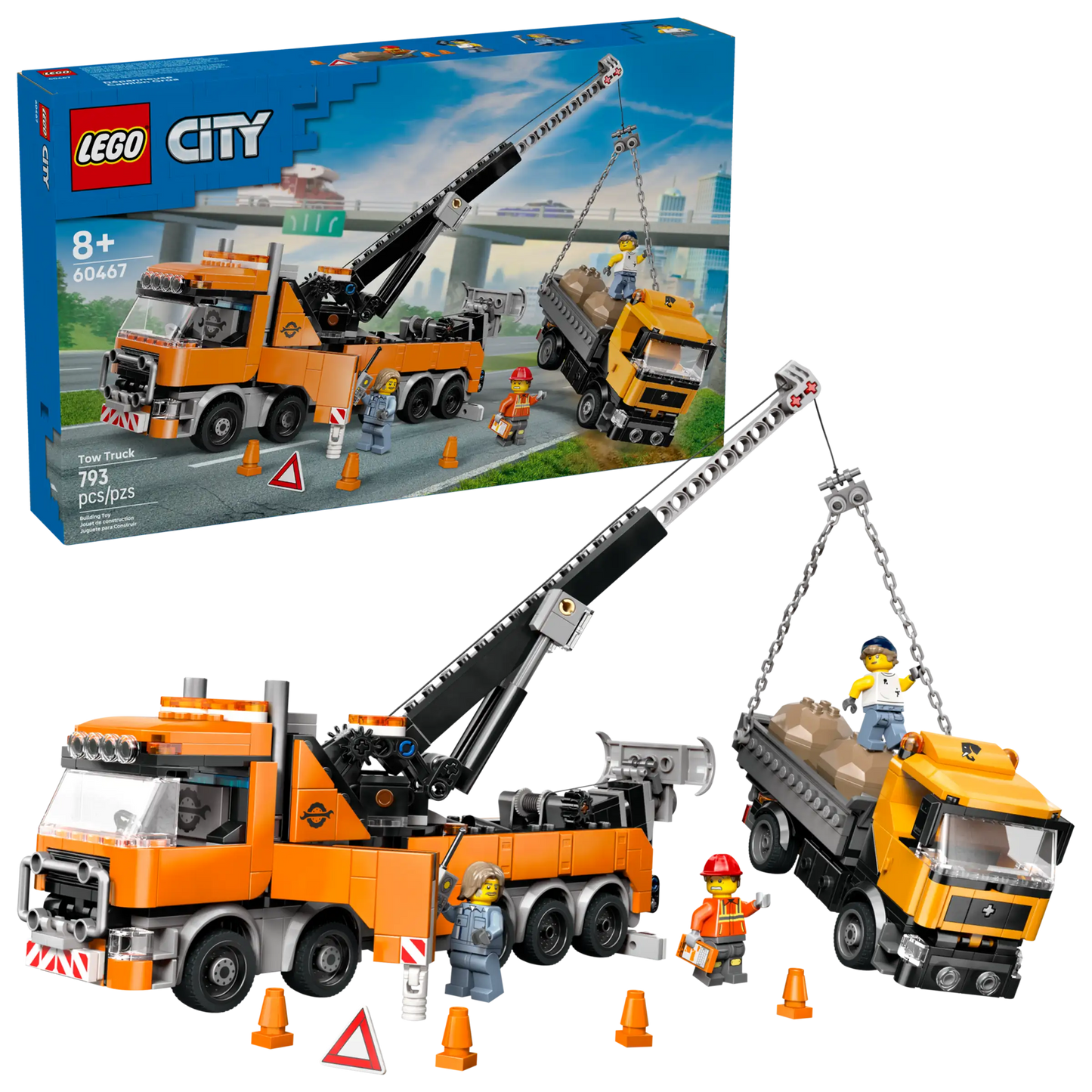 City: Heavy Duty Recovery Tow Truck with Crane Building Set