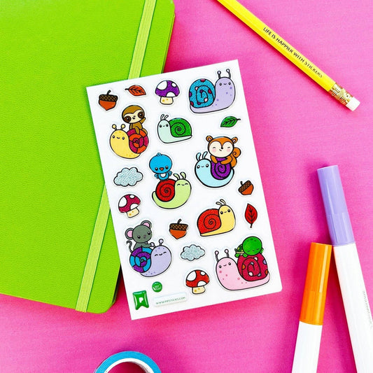 Snail Pace Rides Glitter Puffy Stickers