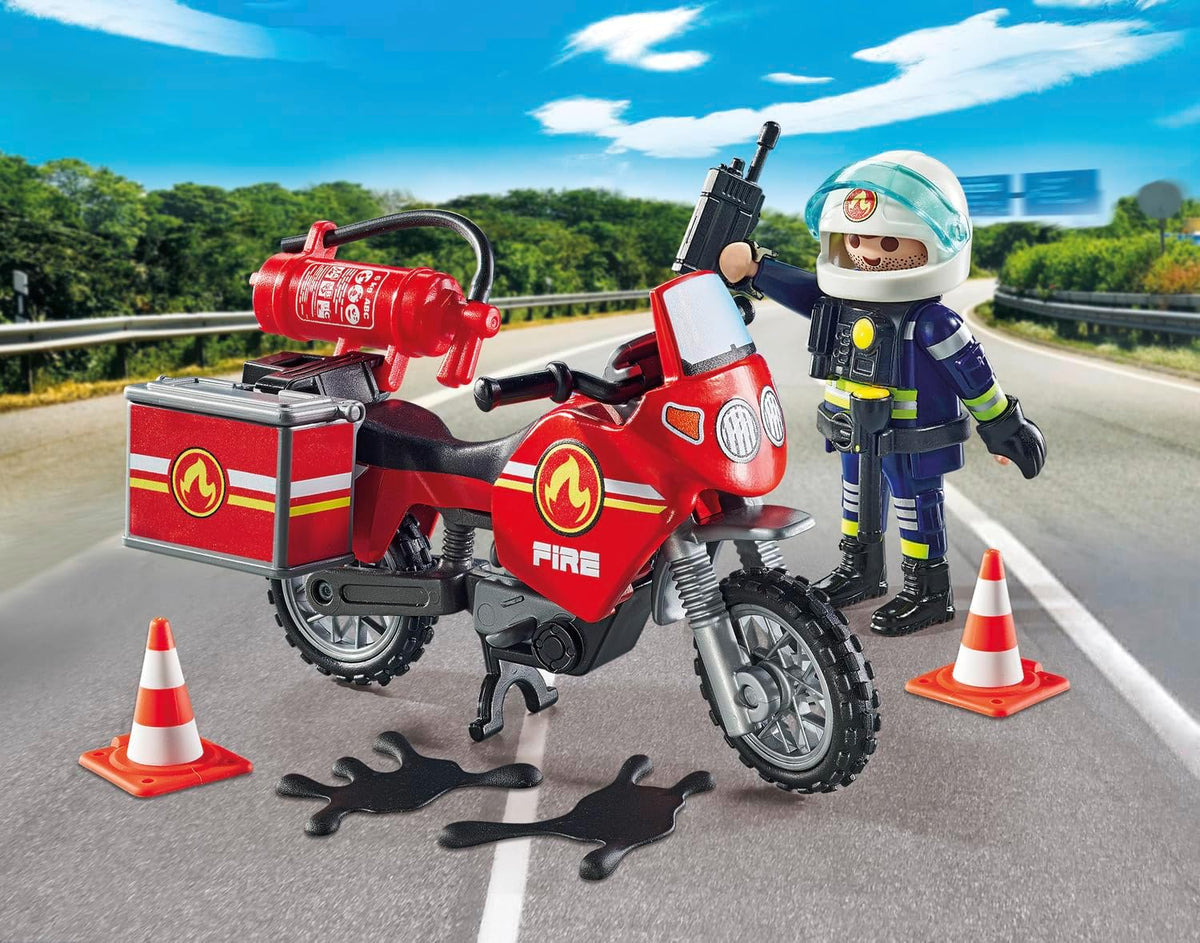 City Action: Fire Motorcycle with Oil Spill