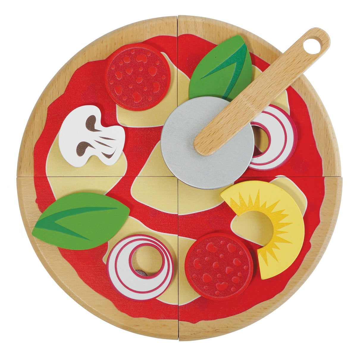 Wooden Pizza & Toppings