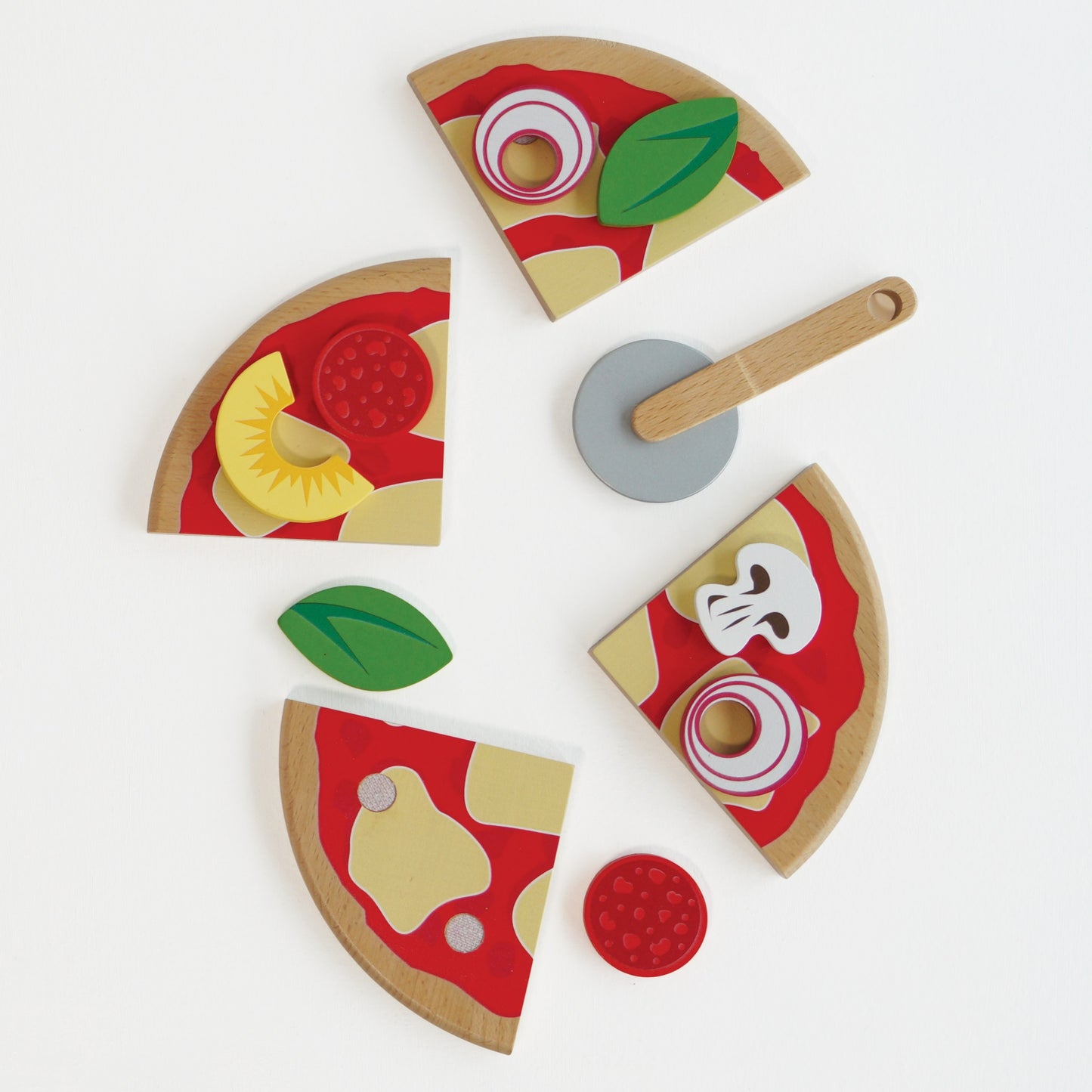 Wooden Pizza & Toppings