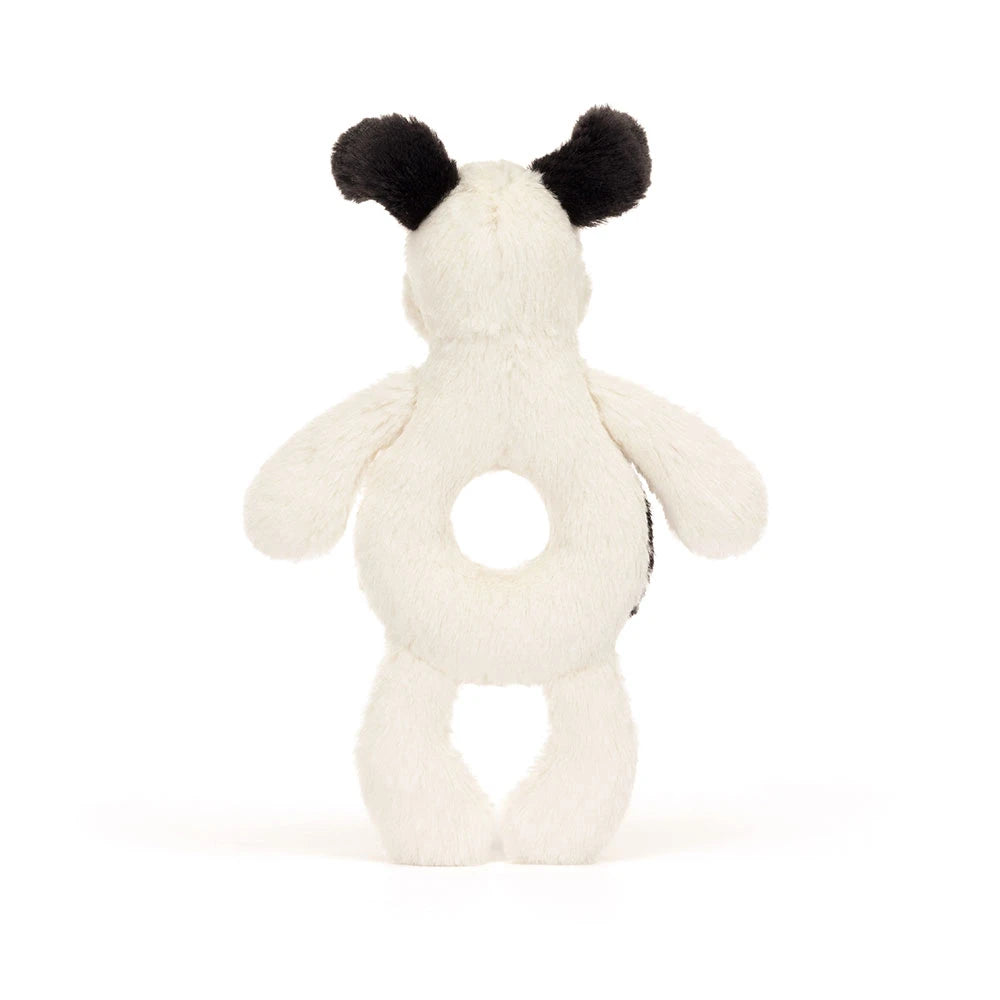 Bashful Rufferty Black & Cream Puppy Ring Rattle