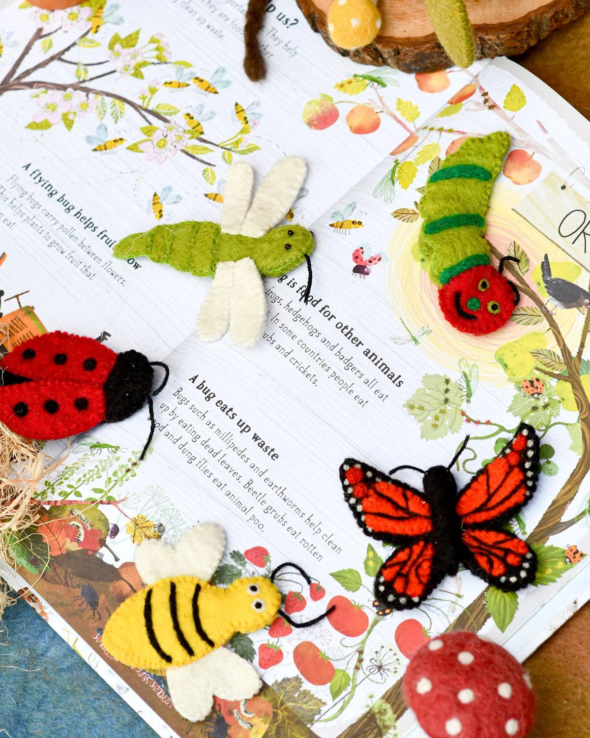 Felt Finger Puppets Set - Insects & Bugs