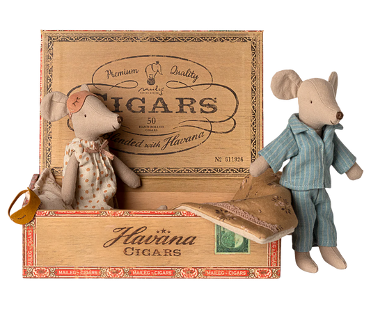Mum and Dad Mice in Cigarbox