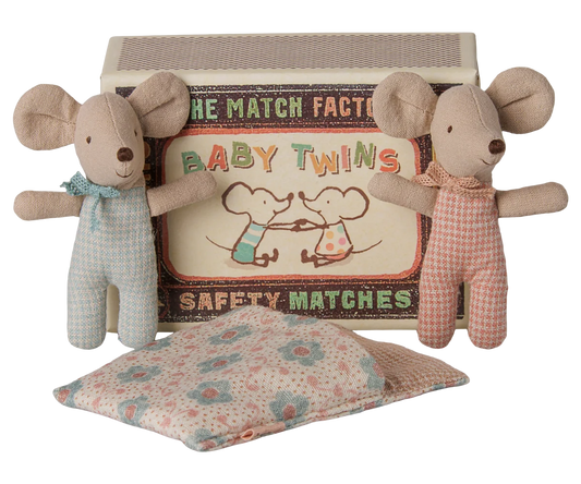 Baby Twin Mice in Matchbox - Checker