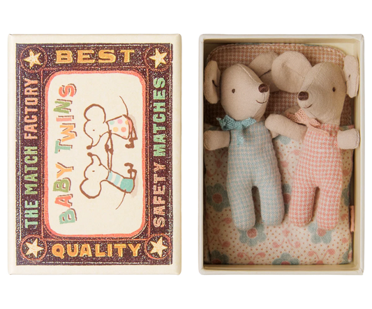 Baby Twin Mice in Matchbox - Checker