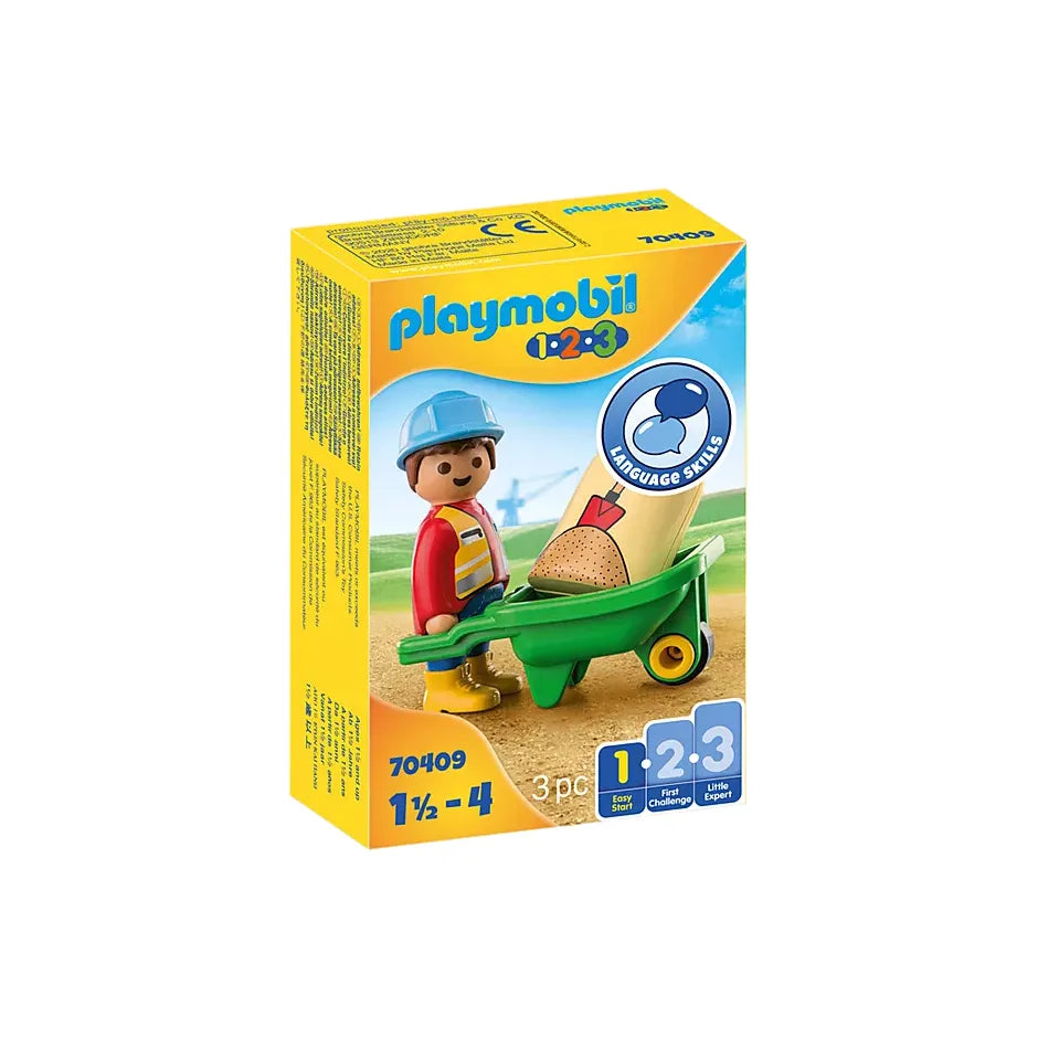 Playmobil 1•2•3 Construction Worker with Wheelbarrow