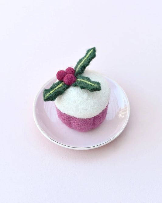 Felt Baked Goods - Holly Berry Cupcake