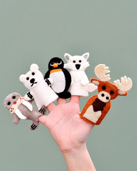 Felt Finger Puppets Set - Polar Animals