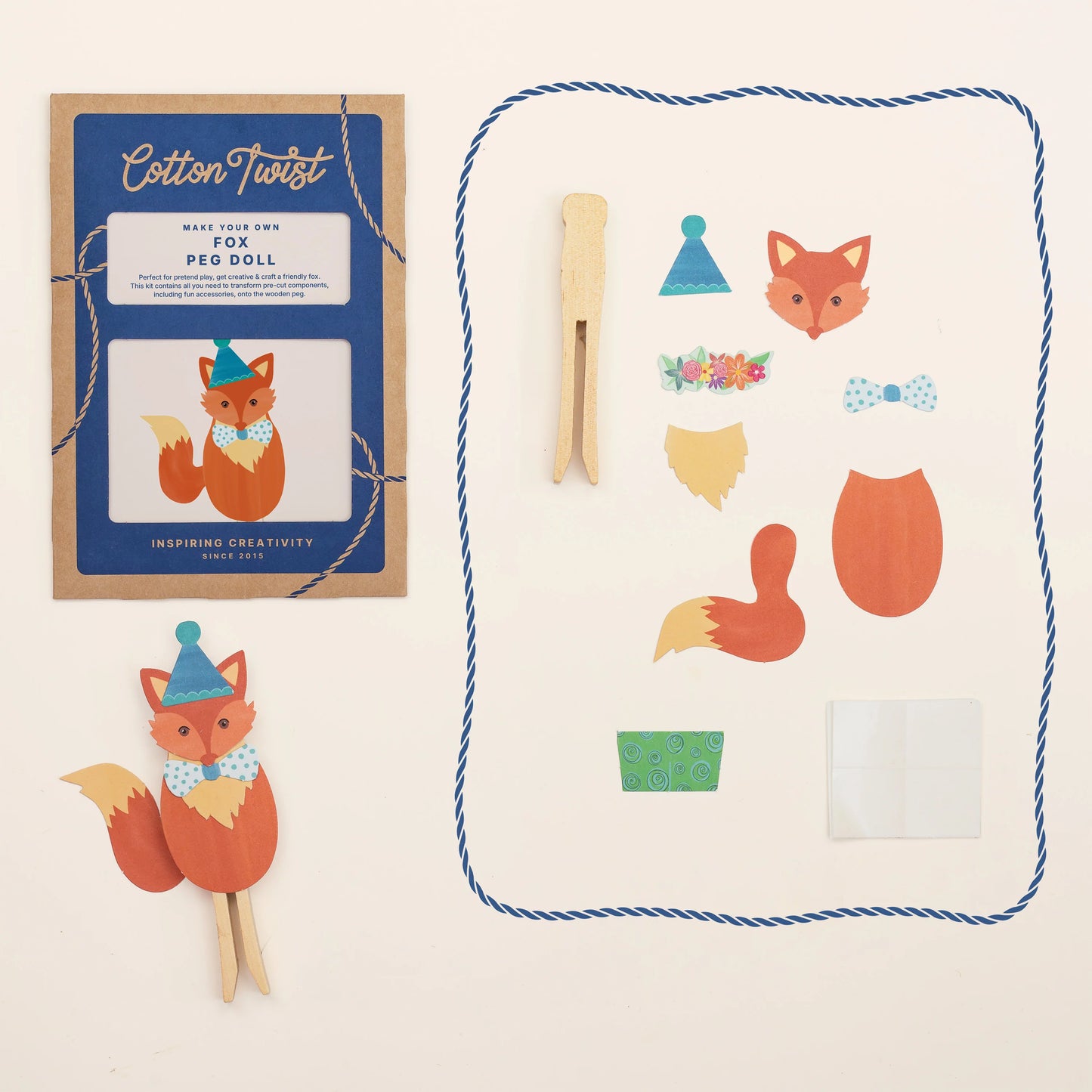 Make Your Own Fox Peg Doll Kit