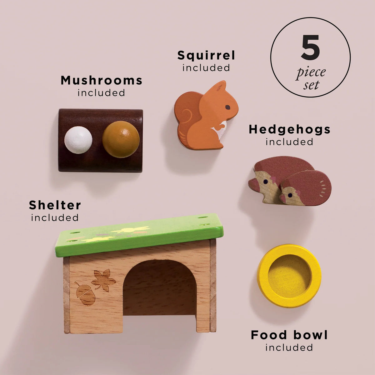 Wooden Doll House Pets - Hedgehog & Squirrel Set
