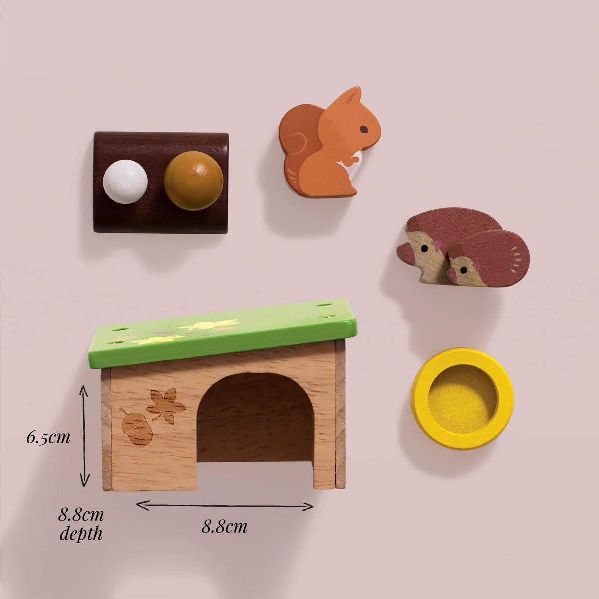 Wooden Doll House Pets - Hedgehog & Squirrel Set