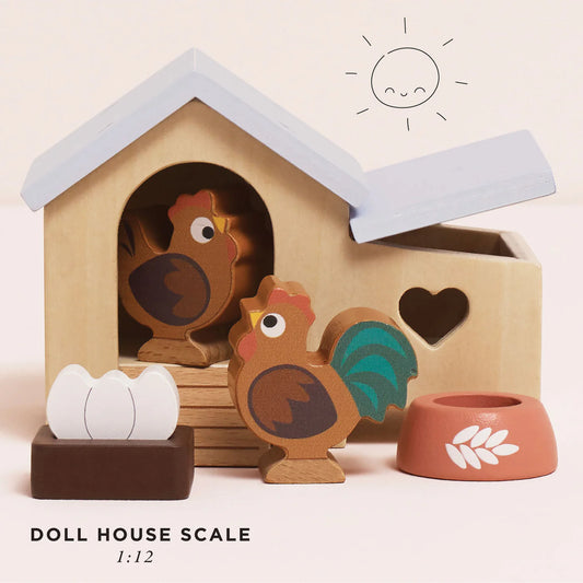 Wooden Doll House Pets - Chicken Coop Set
