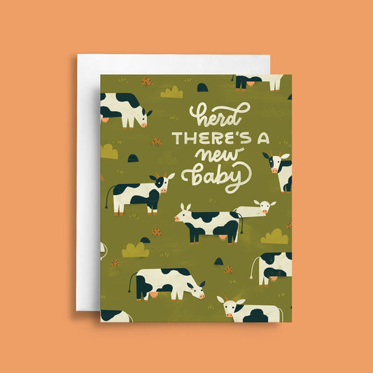 Cow Herd Baby Card
