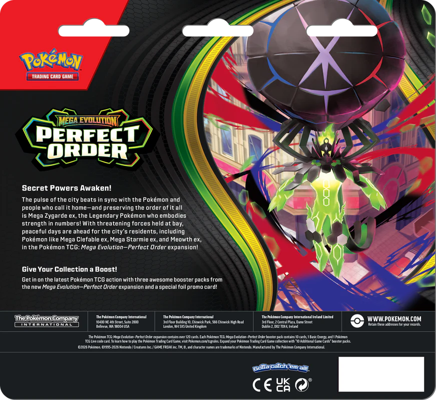 Pokémon TCG: Mega Evolution Perfect Order 3-Pack Blister – Cherry