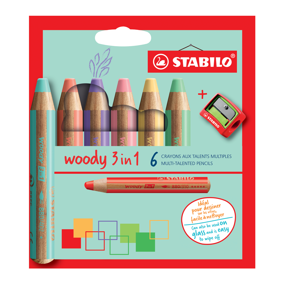 Stabilo Woody 3-in-1 Crayons - Pastel Colours