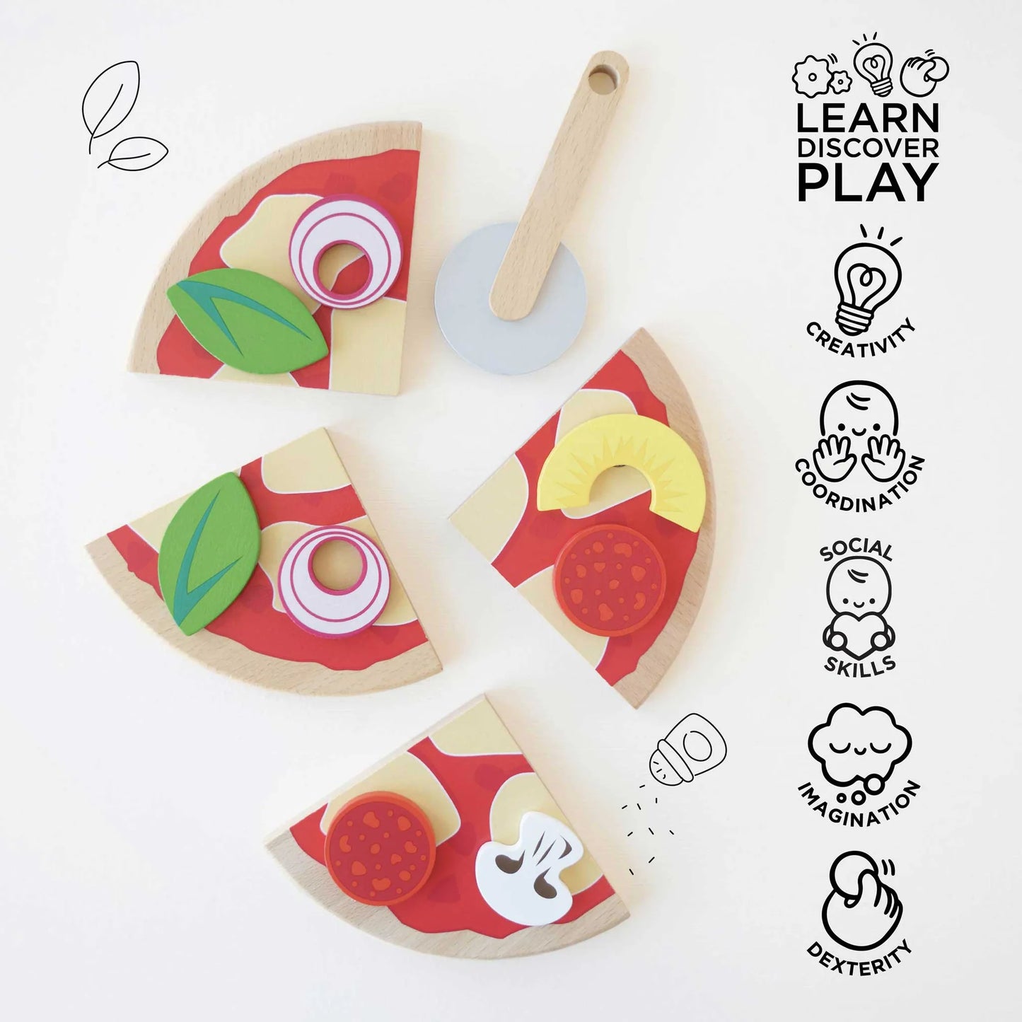 Wooden Pizza & Toppings