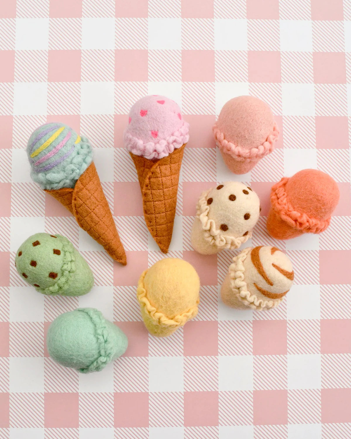 Felt Food Play Set - Ice Cream & Waffle Cones