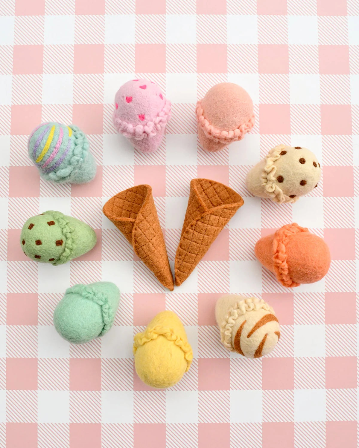Felt Food Play Set - Ice Cream & Waffle Cones