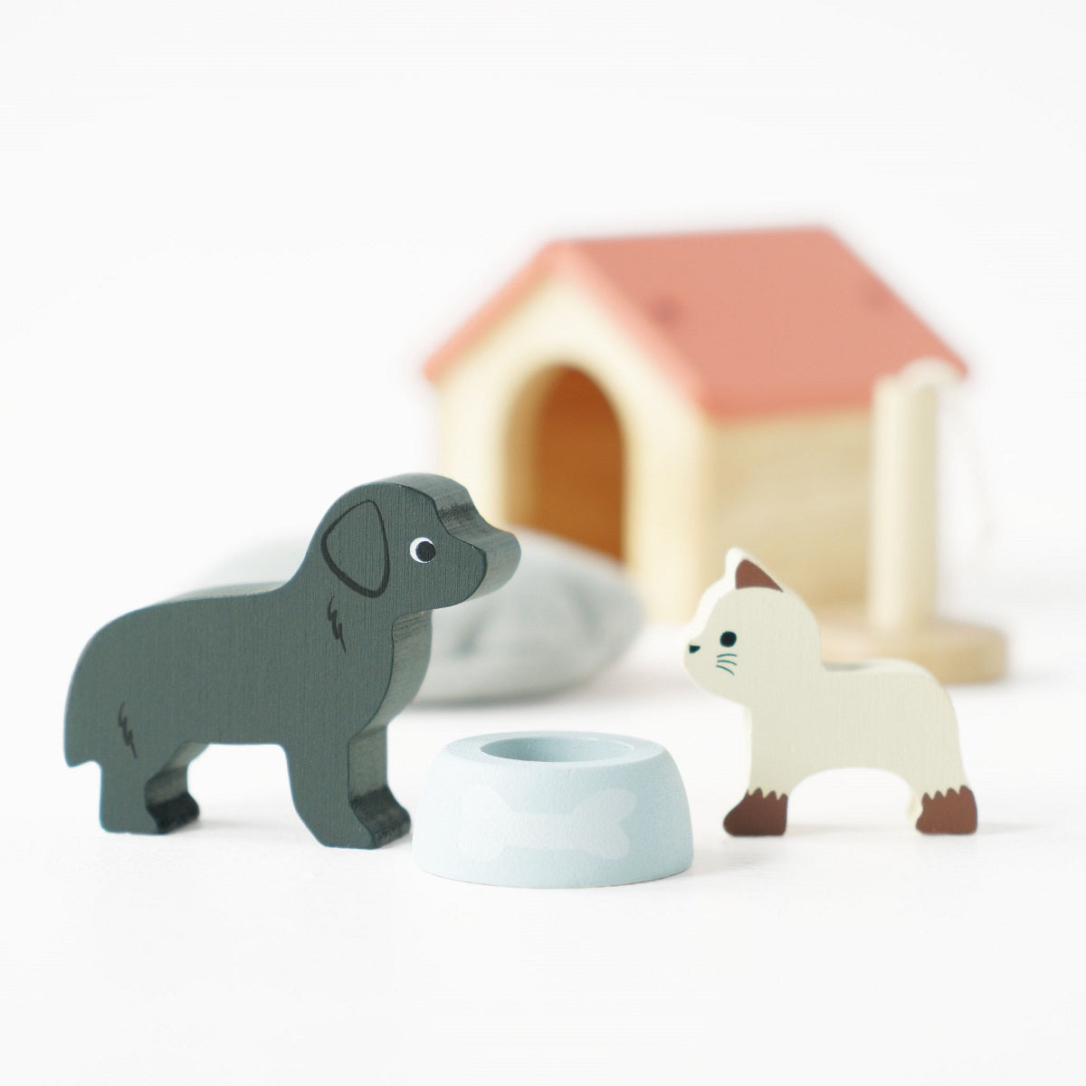 Wooden Doll House Pets - Cat & Dog Set