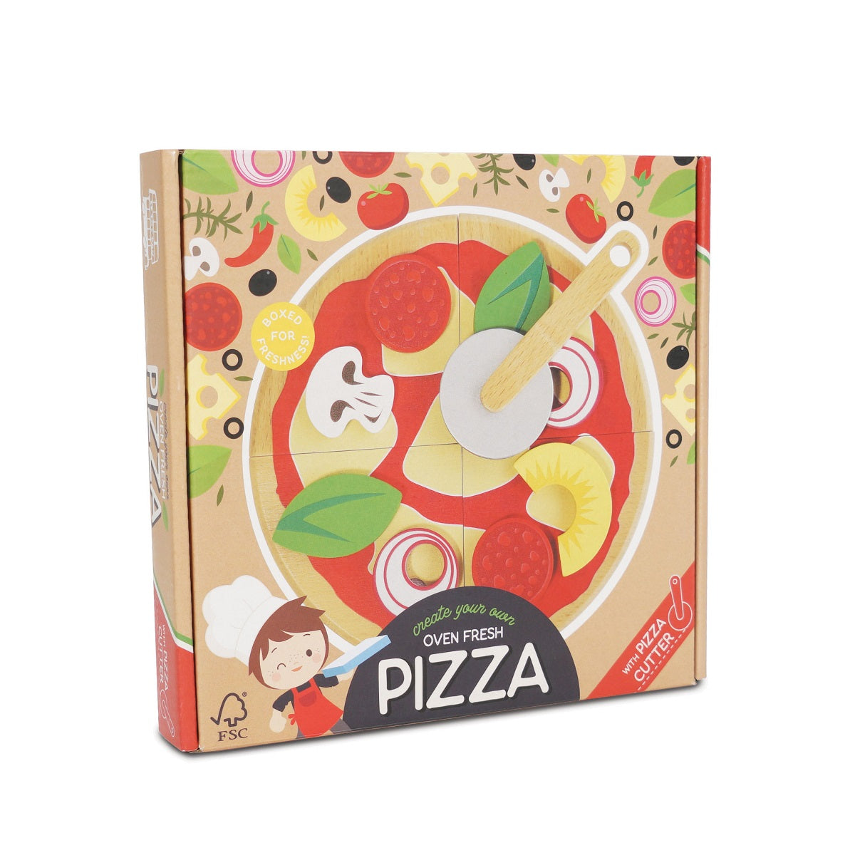 Wooden Pizza & Toppings