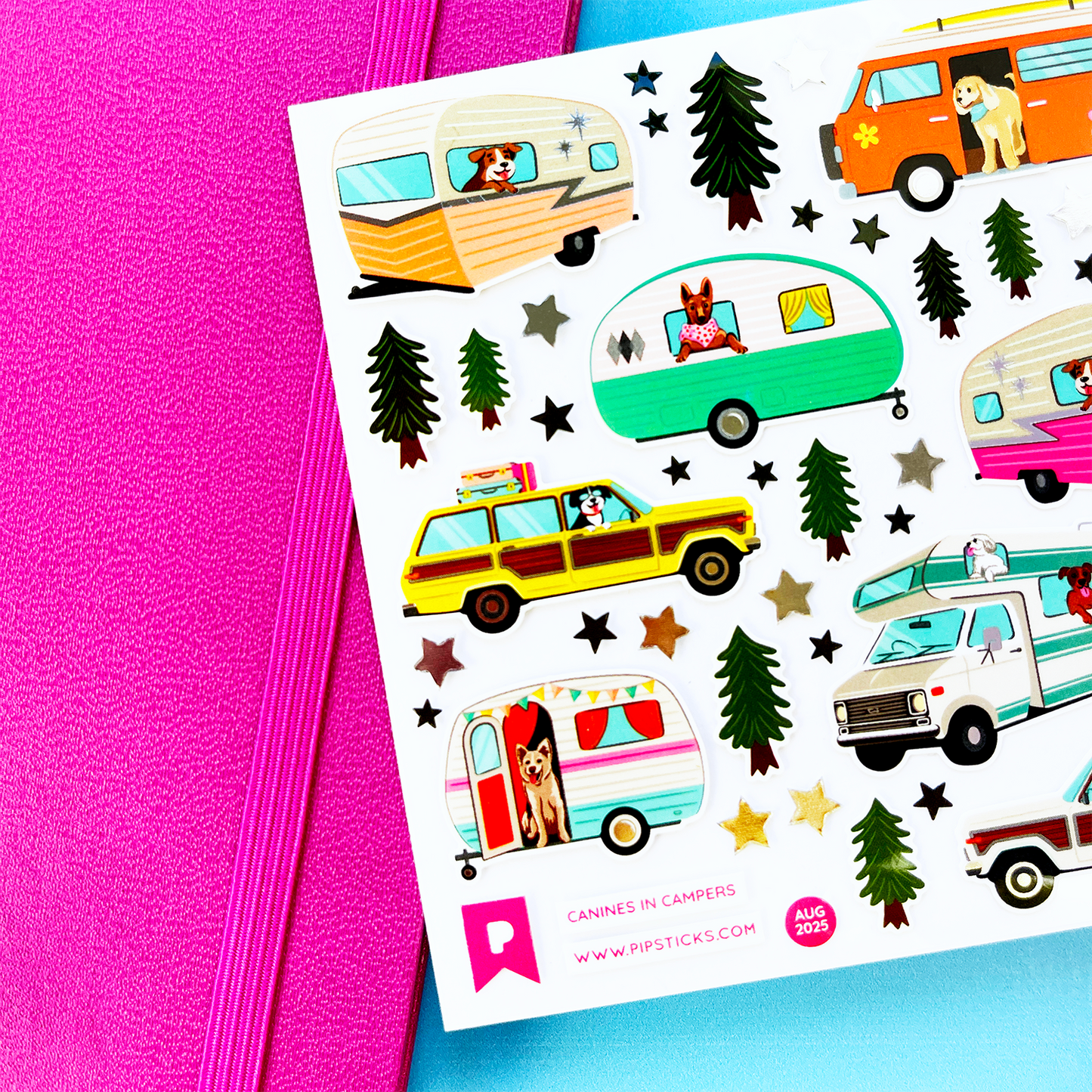 Canines in Campers Stickers