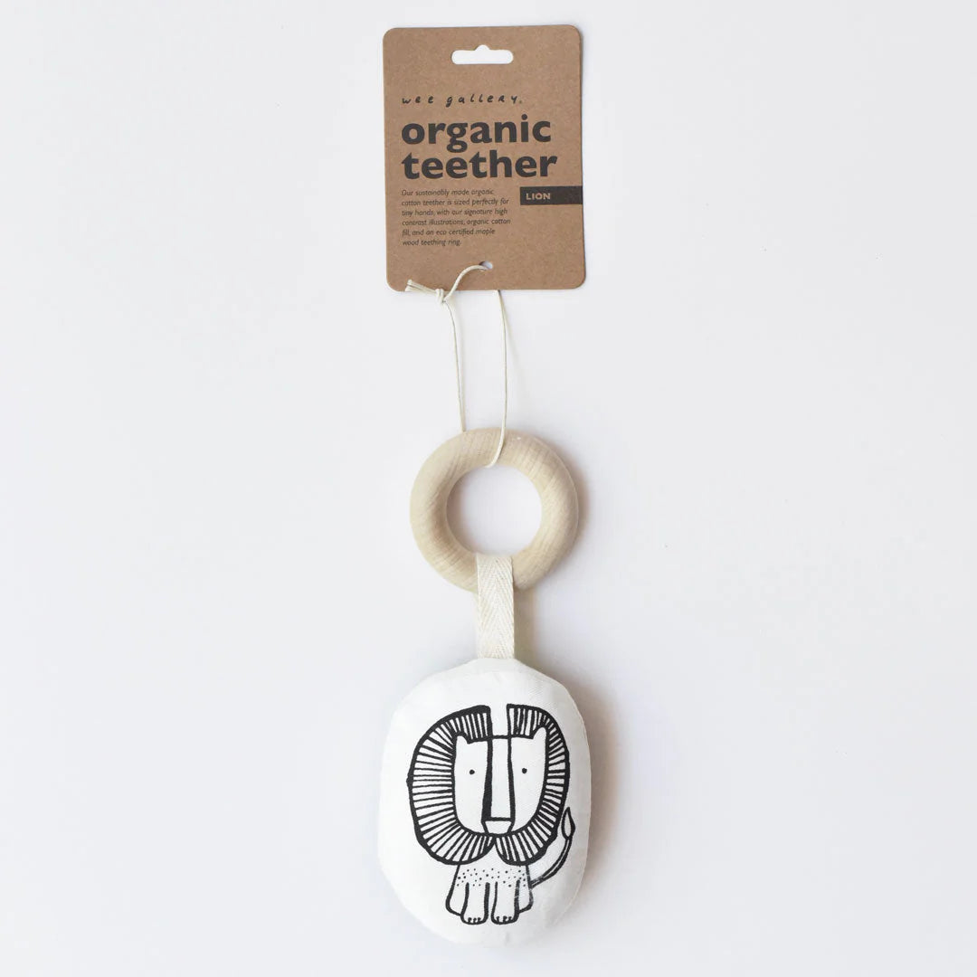 Organic Teether with Wooden Ring - Animals