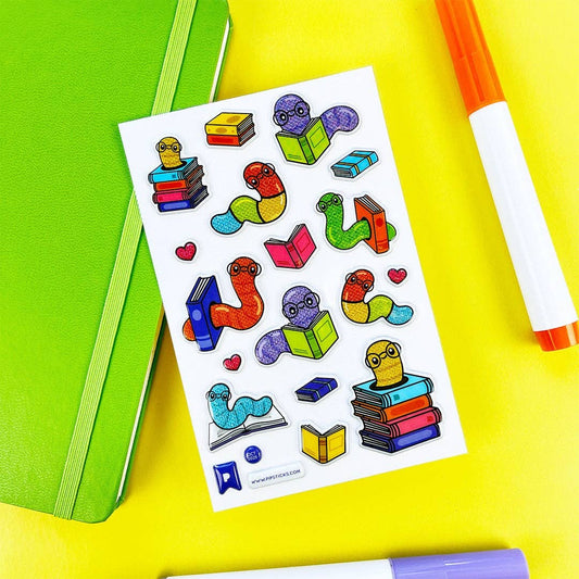 Booked & Burrowed Glitter Puffy Stickers