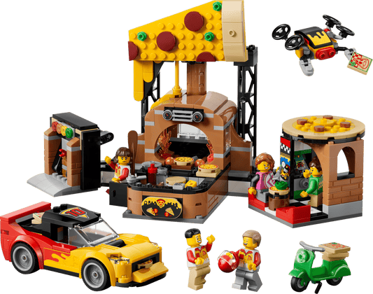 City: Pizza Delivery Experience with Vehicles Building Set