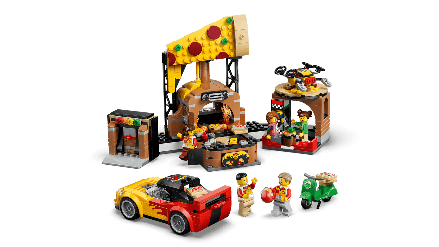 City: Pizza Delivery Experience with Vehicles Building Set