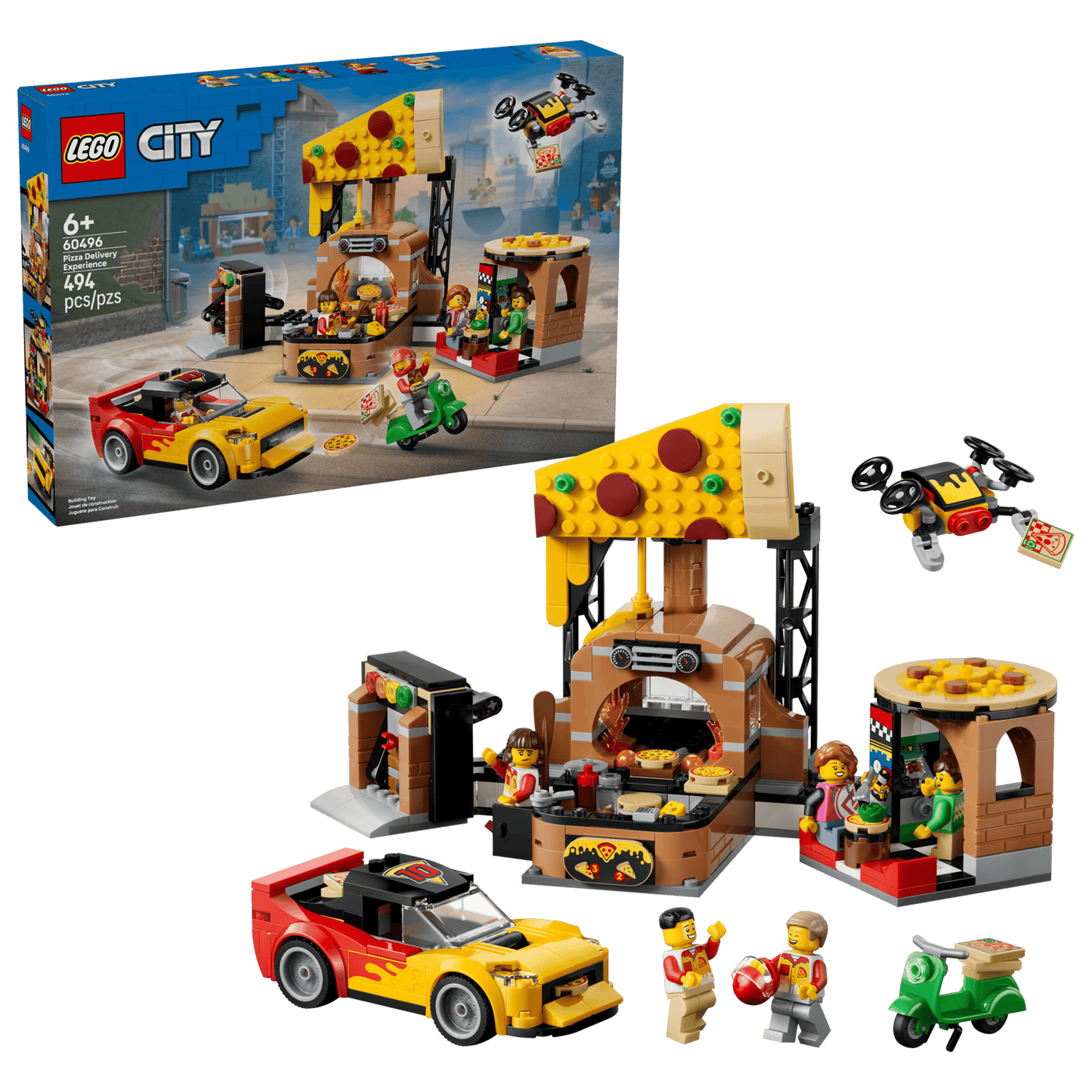 City: Pizza Delivery Experience with Vehicles Building Set