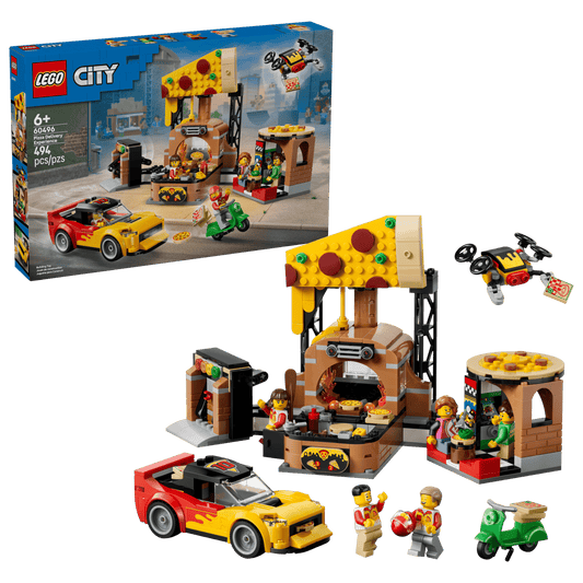 City: Pizza Delivery Experience with Vehicles Building Set