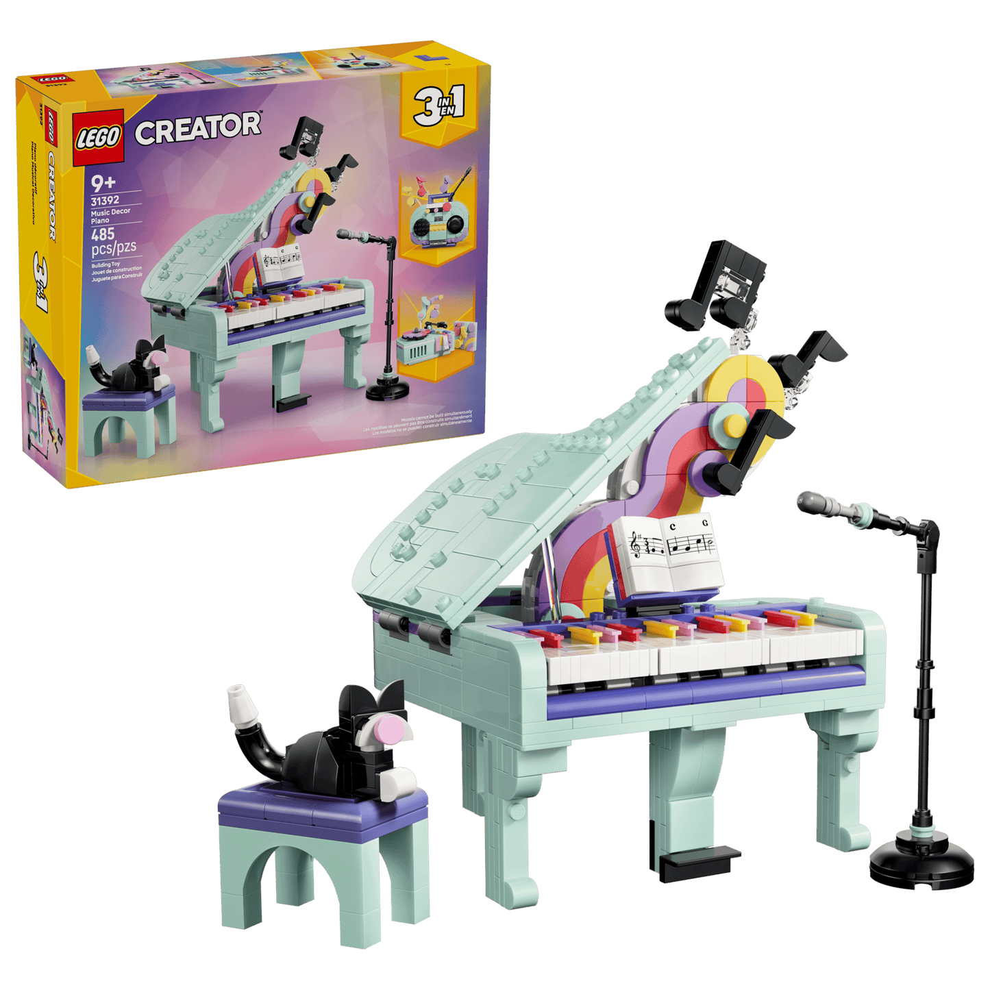 Creator: Music Decor Piano with Cat Building Set