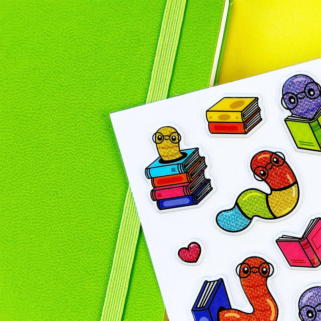 Booked & Burrowed Glitter Puffy Stickers